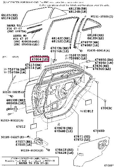 6700433161 Toyota Door rear left