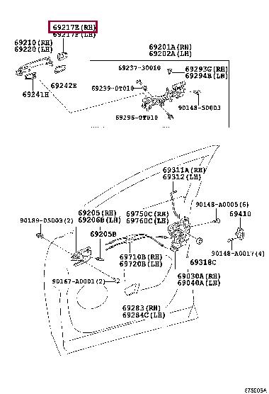 692500T040A0 Toyota COVER ASSY, DOOR OUT