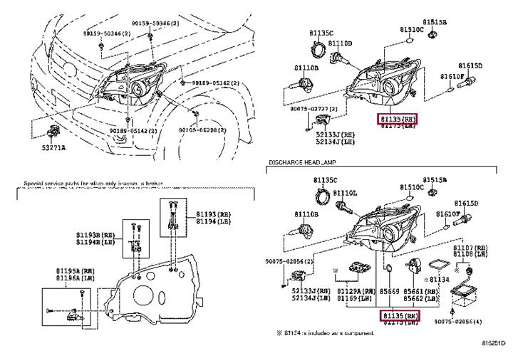 8114560E91 Toyota Headlight right