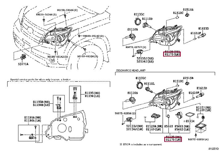 8118560E51 Toyota Headlight left