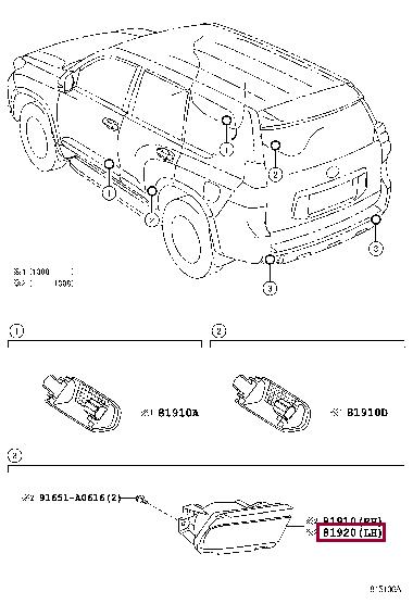 8159060280 Toyota LAMP ASSY, RR, LH