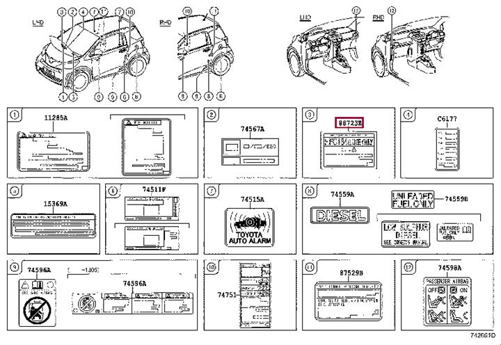 8872328220 Toyota Label