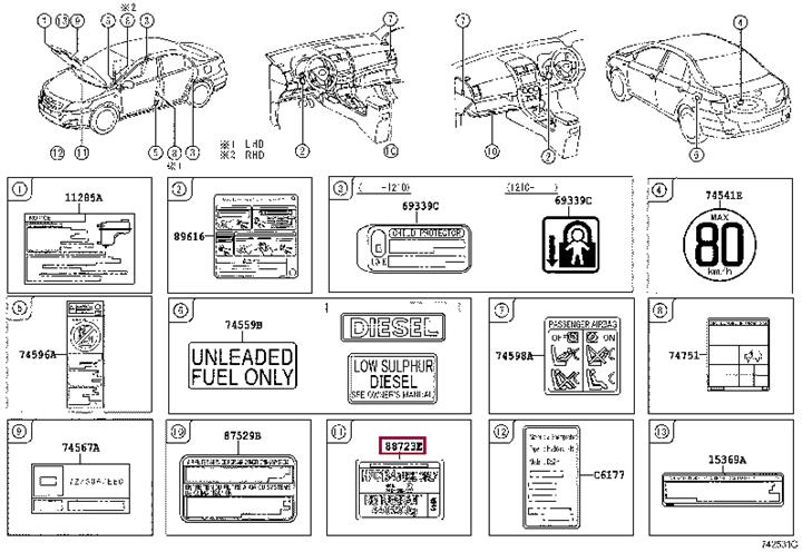 8873320020 Toyota Label