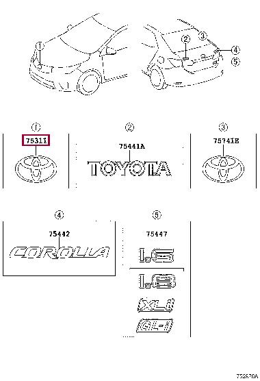 Toyota 90975-W2009 Emblem 90975W2009