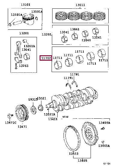 Toyota 11704-22021 Big-end bearing ki 1170422021