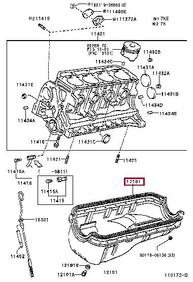 Pan gasket Toyota: 1215113030 Toyota Gasket oil pan
