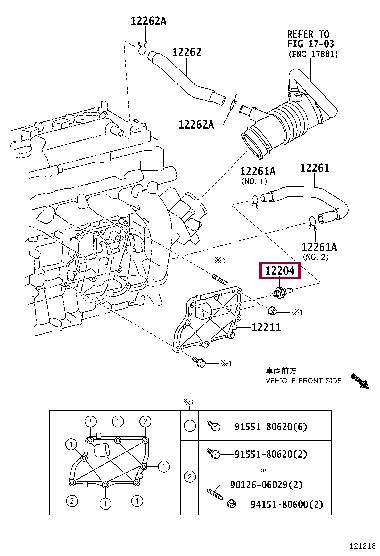 Toyota 12204-37010 Valve, engine block breather 1220437010