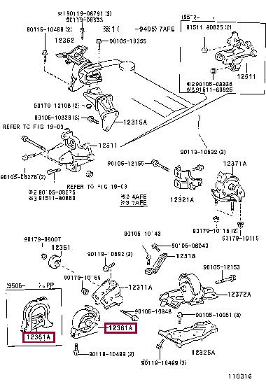 Toyota 12361-16190 Engine mount 1236116190