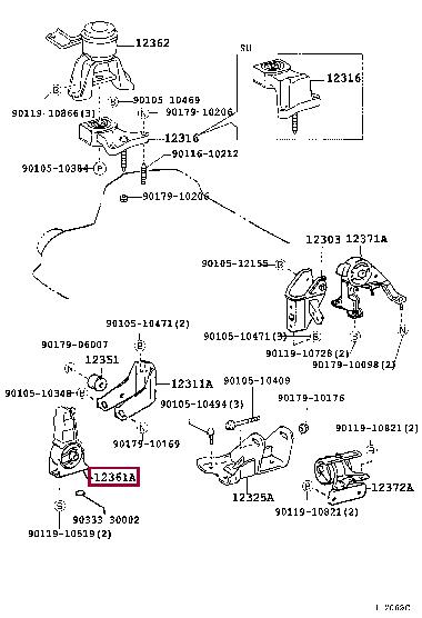 Toyota 12361-28150 Engine mount 1236128150