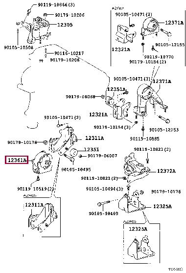 Engine mount Toyota Noah / Voxy: 1236128171 Toyota Engine mount