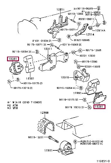 Toyota 12361-75080 Engine mount 1236175080