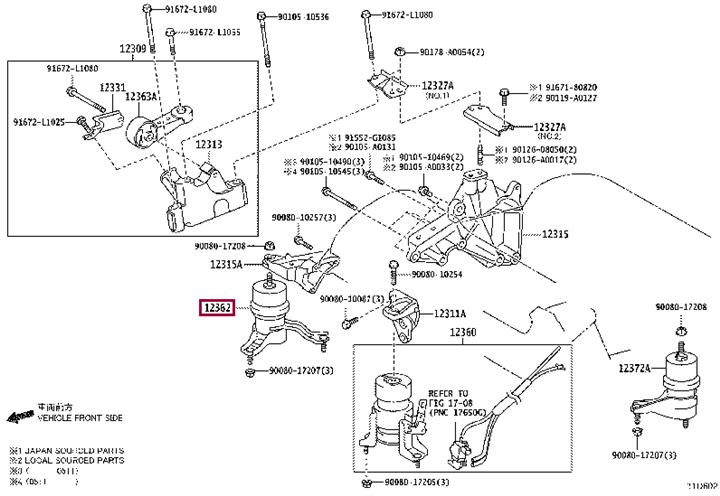 123620P010 Toyota Engine mount