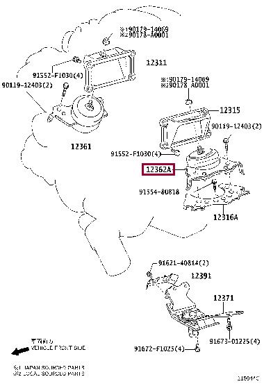 Toyota 12362-38010 Engine mount 1236238010