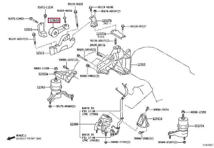 Toyota 12363-0P010 Engine mount 123630P010