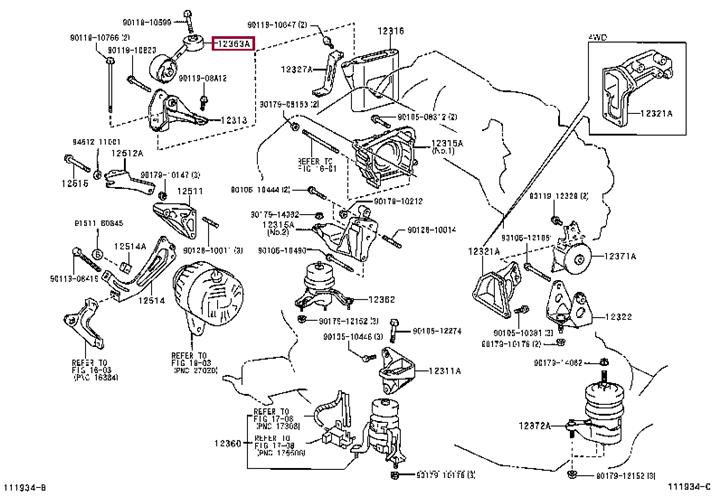 Toyota 12363-20080 Engine mount 1236320080