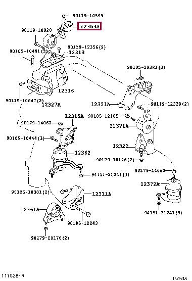 Toyota 12363-28140 Engine mount 1236328140 1236328140 Toyota Engine mount