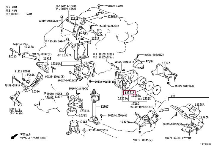 Toyota 12371-0A030 Engine mount 123710A030
