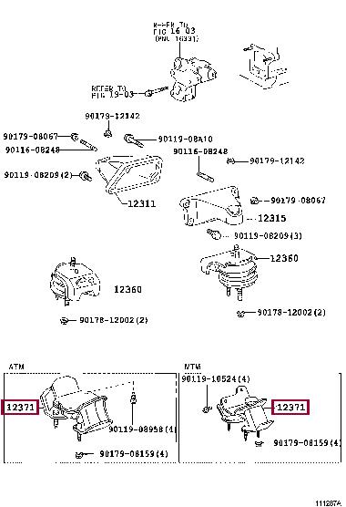 Toyota 12371-70090 Engine mount 1237170090