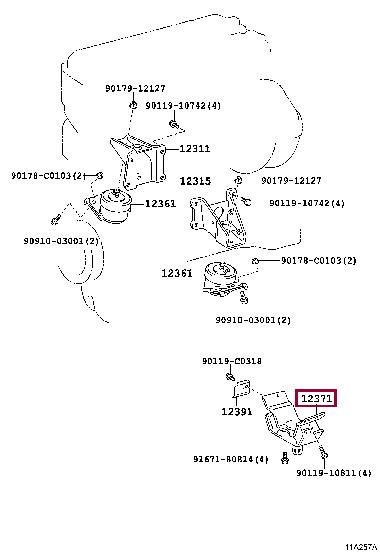 Toyota 12371-75180 Engine mount 1237175180