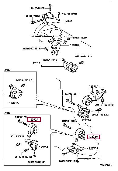 Toyota 12372-11140 Engine mount 1237211140