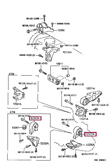 Toyota 12372-11190 Engine mount 1237211190