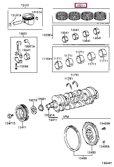 Toyota 13011-0D010 Piston ring 130110D010