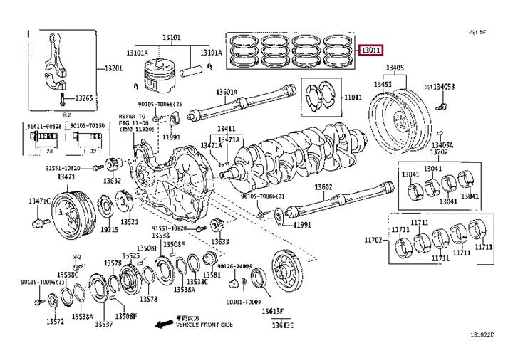 Toyota 13011-0L030 Piston ring 130110L030