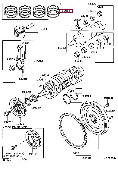 Toyota 13011-11122 Piston ring 1301111122