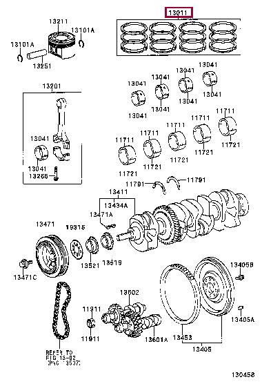 Toyota 13011-28102 Piston ring set, engine, std 1301128102