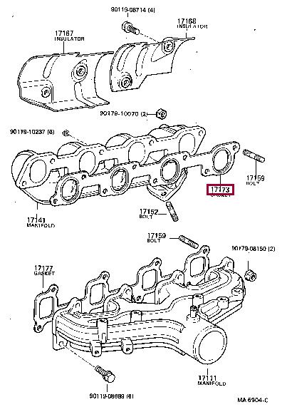 Toyota 17173-54012 Exhaust manifold dichtung 1717354012