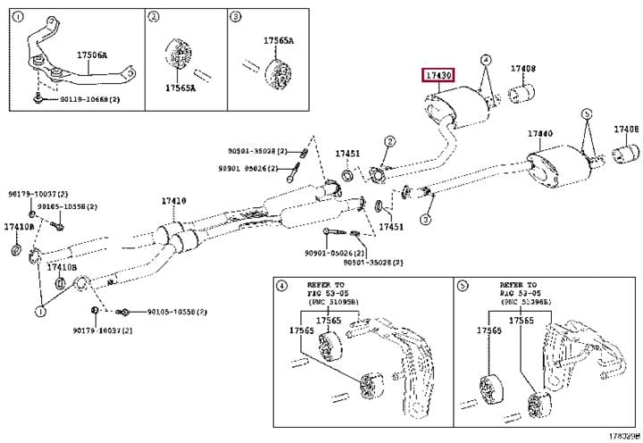 1743031D00 Toyota Muffler assy