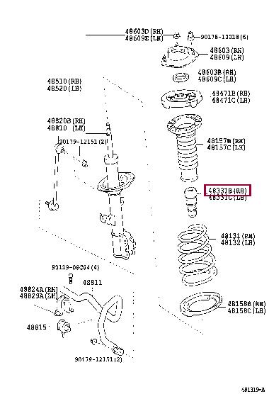 Toyota 48331-44030 Rubber buffer, suspension 4833144030