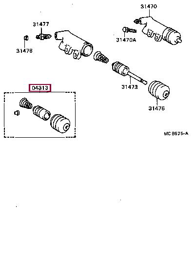 Toyota 04313-36140 Clutch slave cylinder repair kit 0431336140