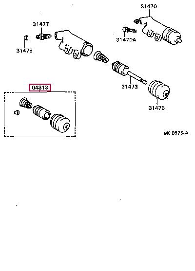 0431336150 Toyota Clutch slave cylinder repair kit