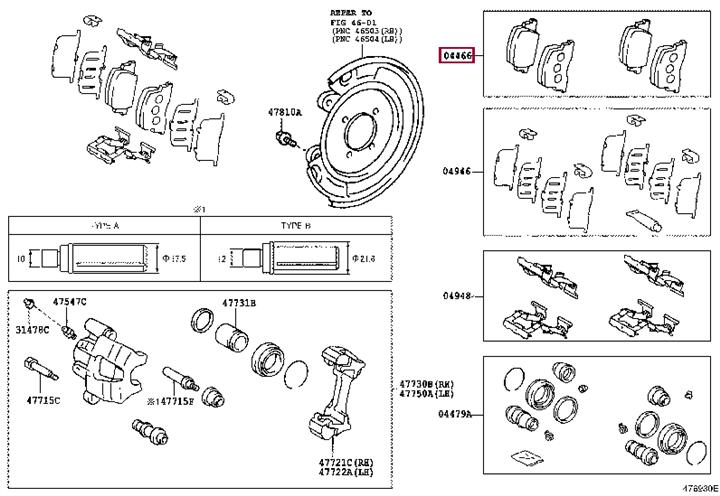 Toyota 04466-48080 Brake Pad Set, disc brake 0446648080