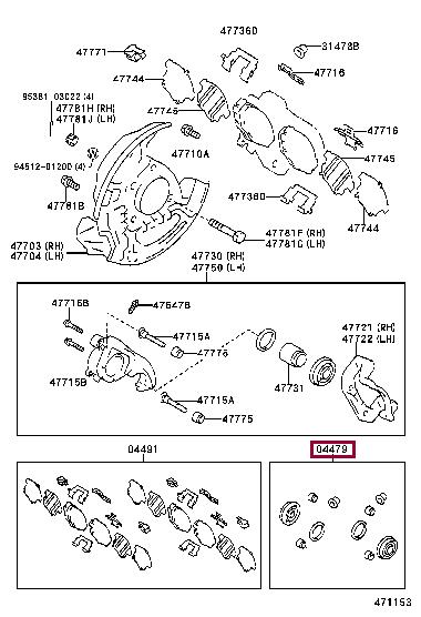 Toyota 04479-30131 Repair Kit, brake caliper 0447930131