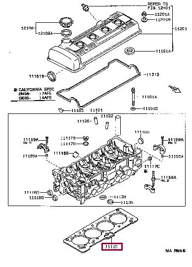 Toyota 11115-16121 Gasket, cylinder head 1111516121