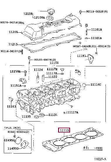 Toyota 11115-75010 Gasket, cylinder head 1111575010