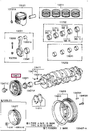 Toyota 13408-75020 Pulley crankshaft 1340875020