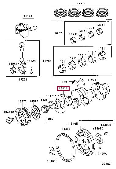 134110J020 Toyota Crankshaft