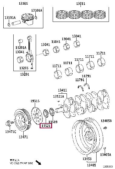 Toyota 13521-37011 Pulley crankshaft 1352137011