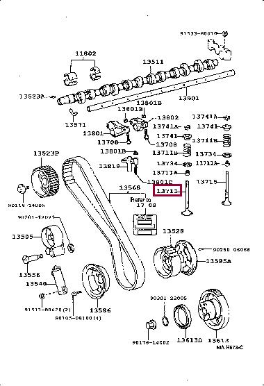 Toyota 13711-17021 Intake valve 1371117021