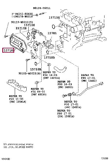 Toyota 15710-0R011 Cooler assy, oil 157100R011