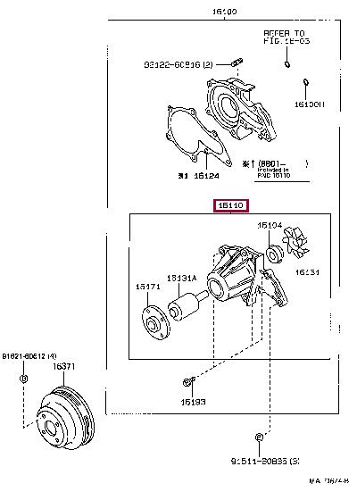 Toyota 16110-19076 Water pump 1611019076