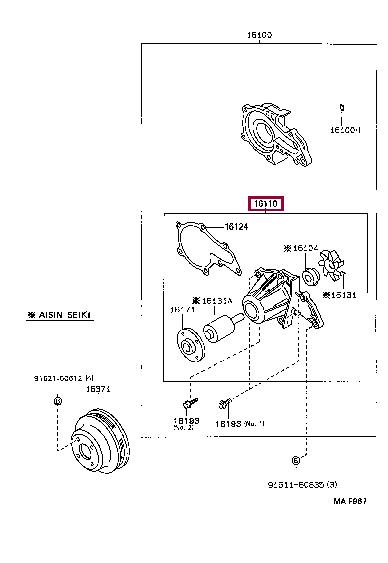 Toyota 16110-19185 Water pump 1611019185