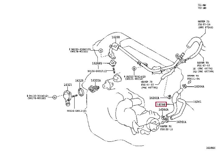 Toyota 16264-0D122 HOSE, WATER BY-PASS, 162640D122 162640D122 Toyota HOSE, WATER BY-PASS,