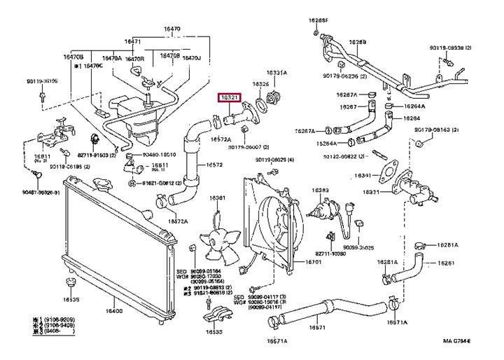 1632174050 Toyota Coolant flange