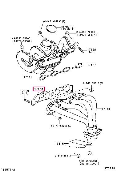 Toyota 17173-23010 Exhaust manifold dichtung 1717323010