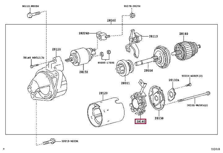 281400D130 Toyota Carbon starter brush fasteners