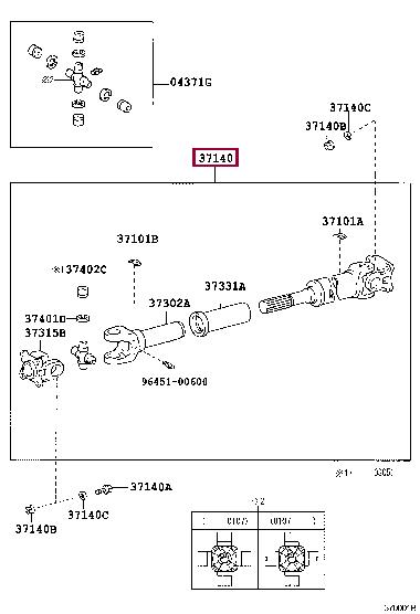 Toyota 37140-35140 SHAFT ASSY, 3714035140 3714035140 Toyota SHAFT ASSY,